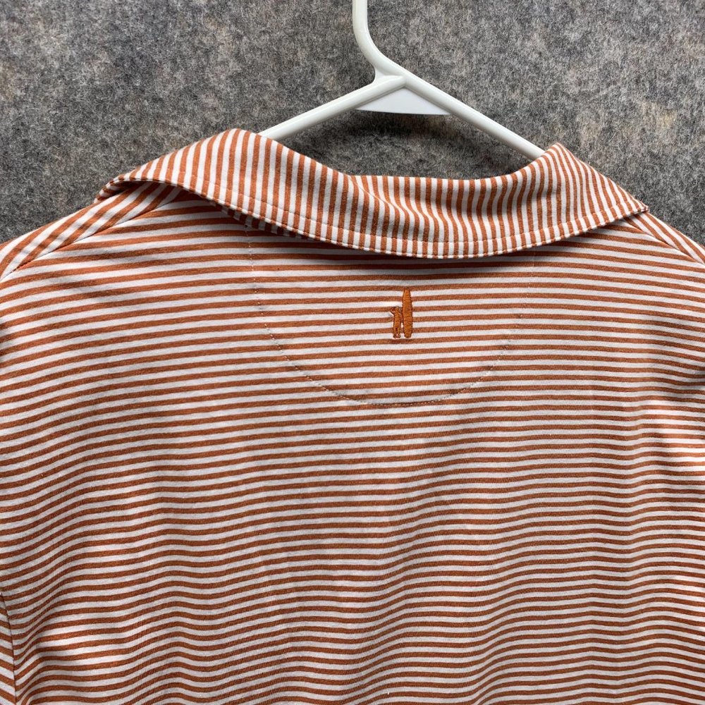 Johnnie O Polo Shirt Men Small Adult Orange White Striped Pockets Outdoors - Picture 11 of 15